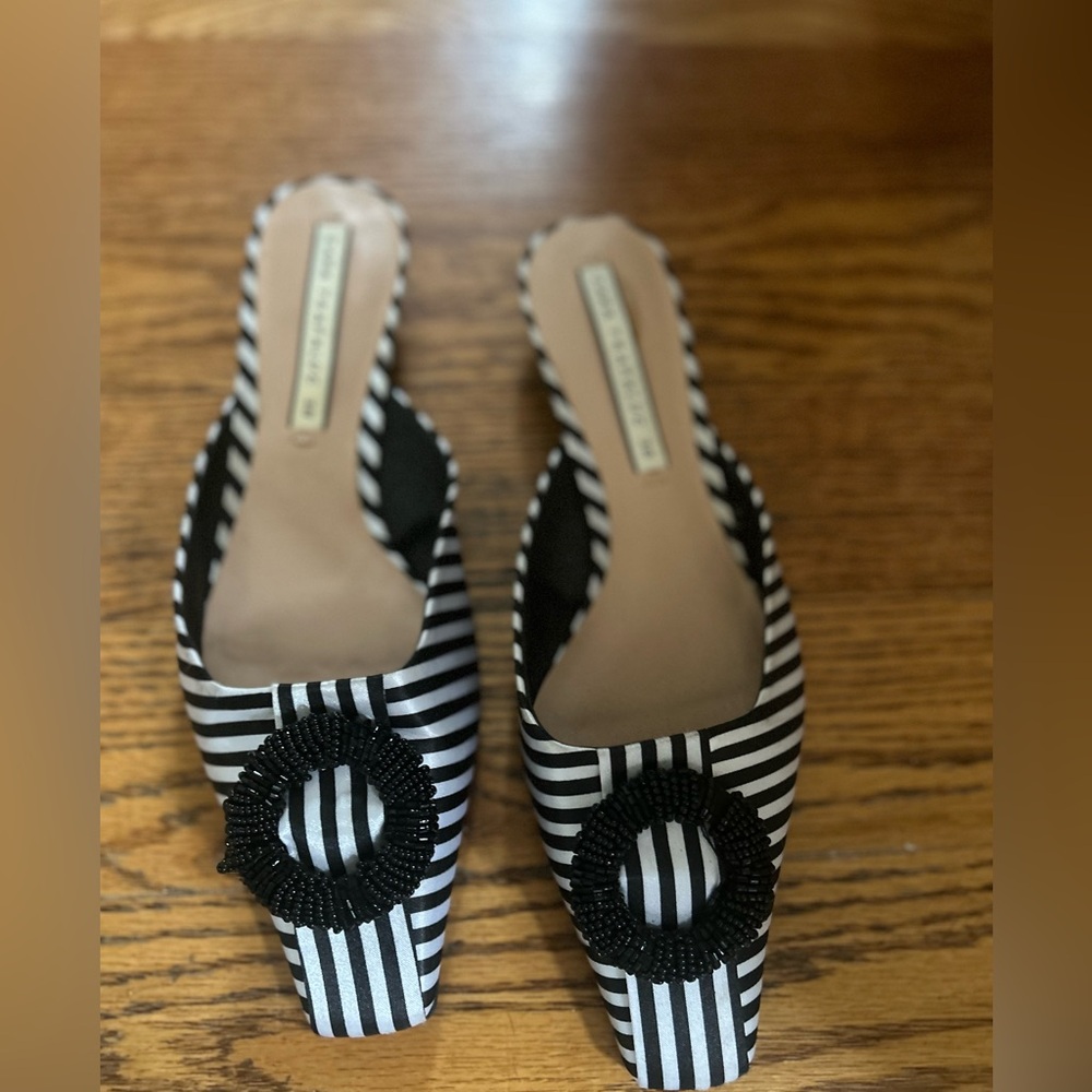 Never worn Zara flats with beaded buckle